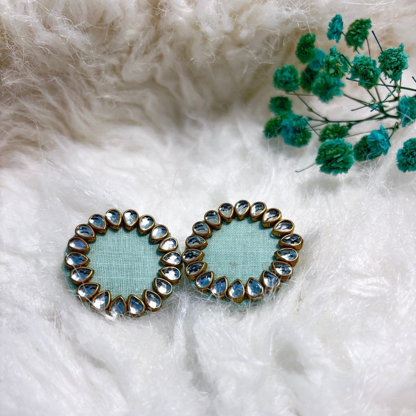 Kundar Work Fabric Earrings