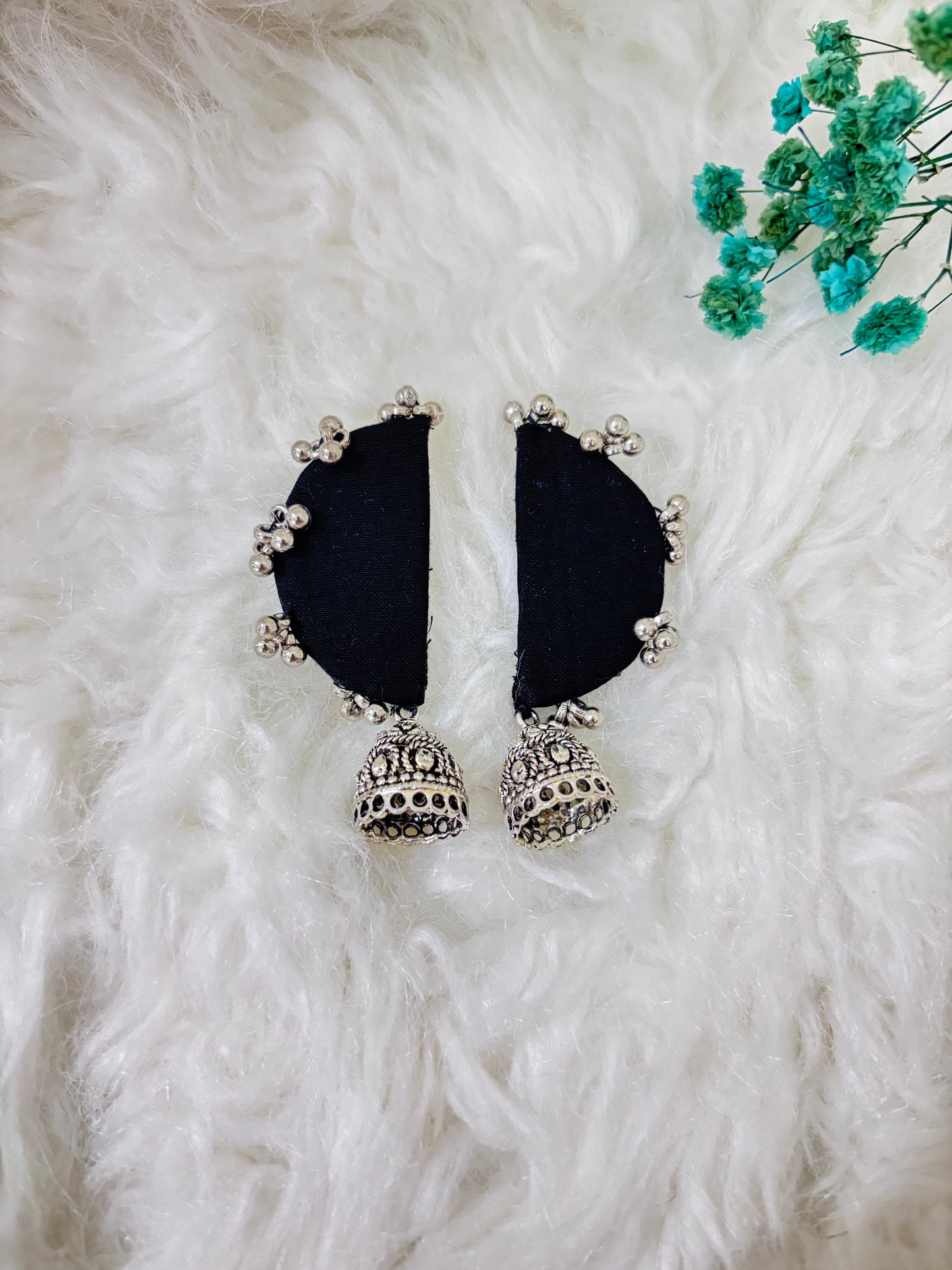 Black Semicircular Earrings with jhumka