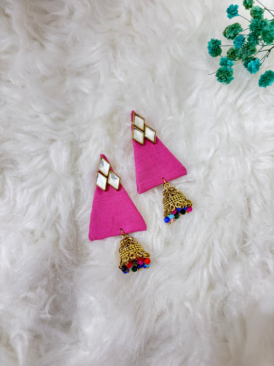 Kundan Hanging Fabric Earrings