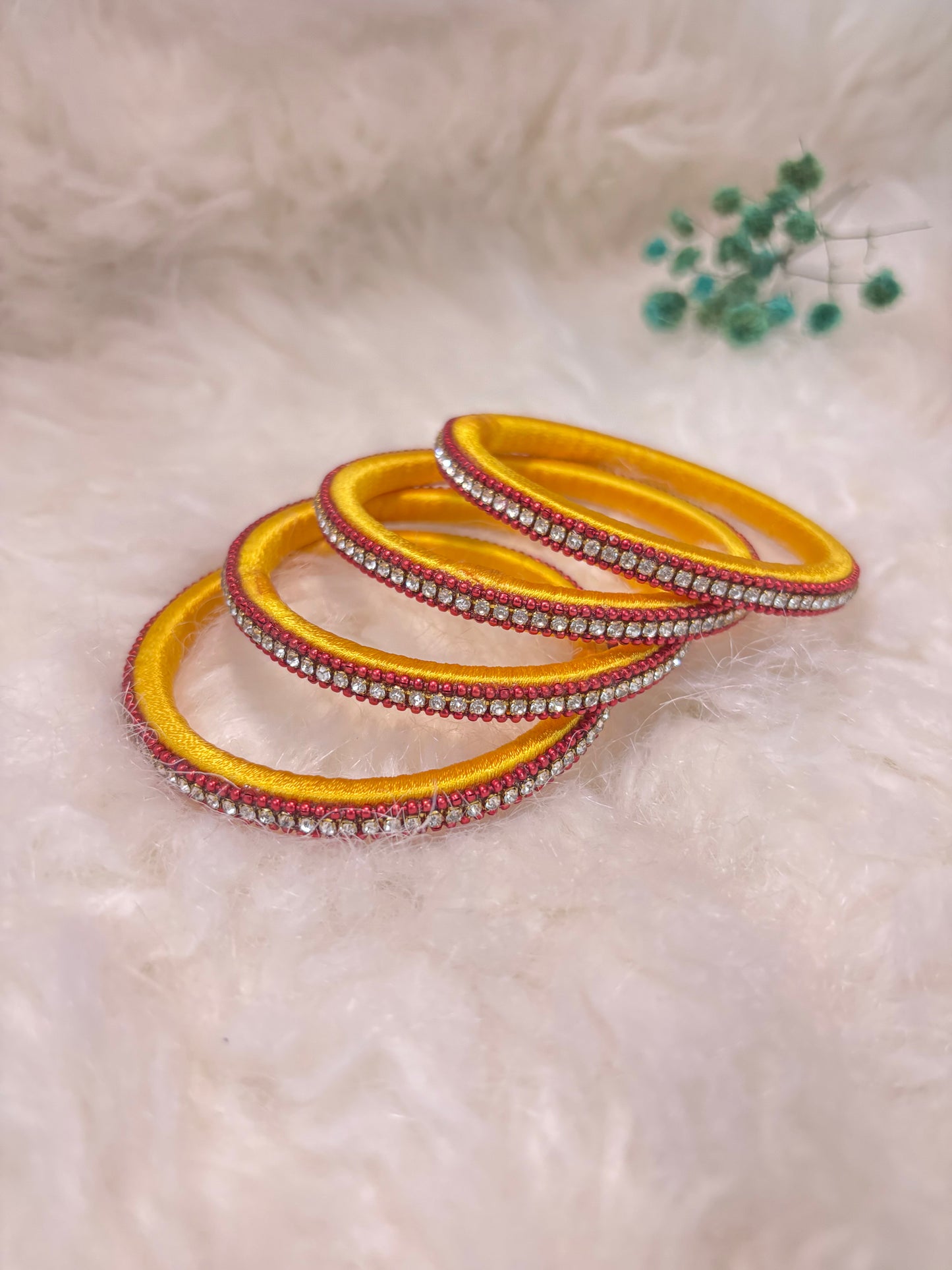 Elegant Stone Work Thread Bangles