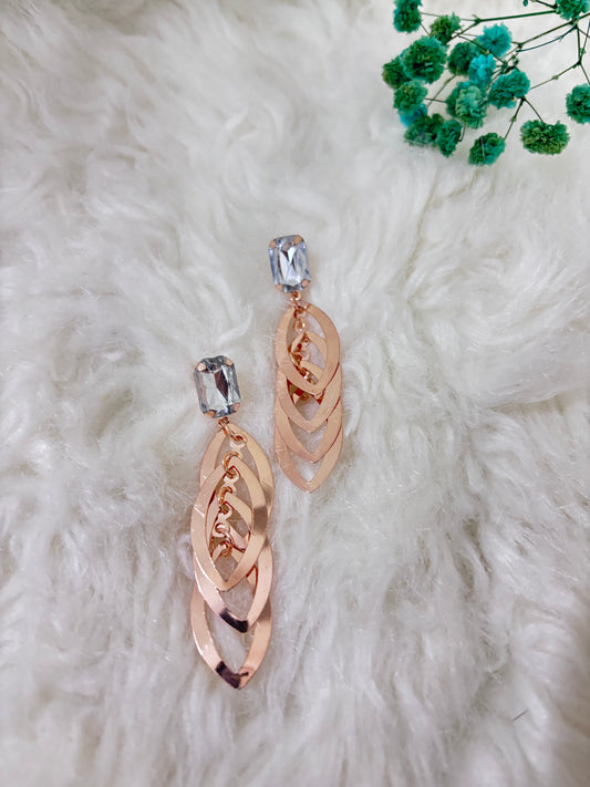 Glamorous Long Rose Gold Earrings