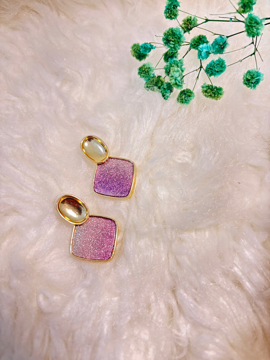 Golden Glimmer Studs | Pink