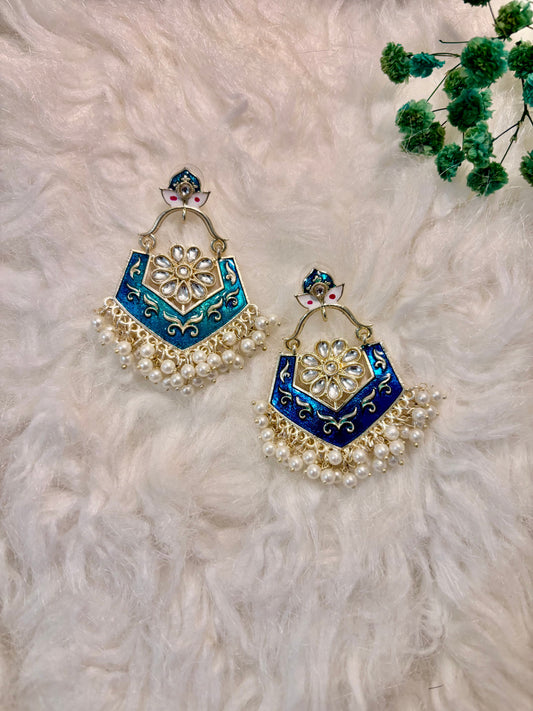 Blue Blossom Kundan Drops