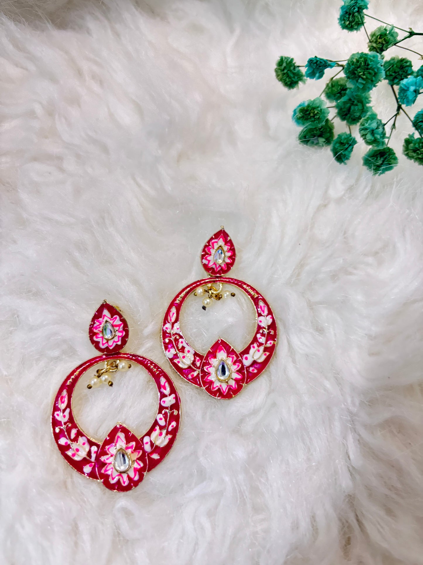 Yellow Glossy Meenakari Drop Earrings