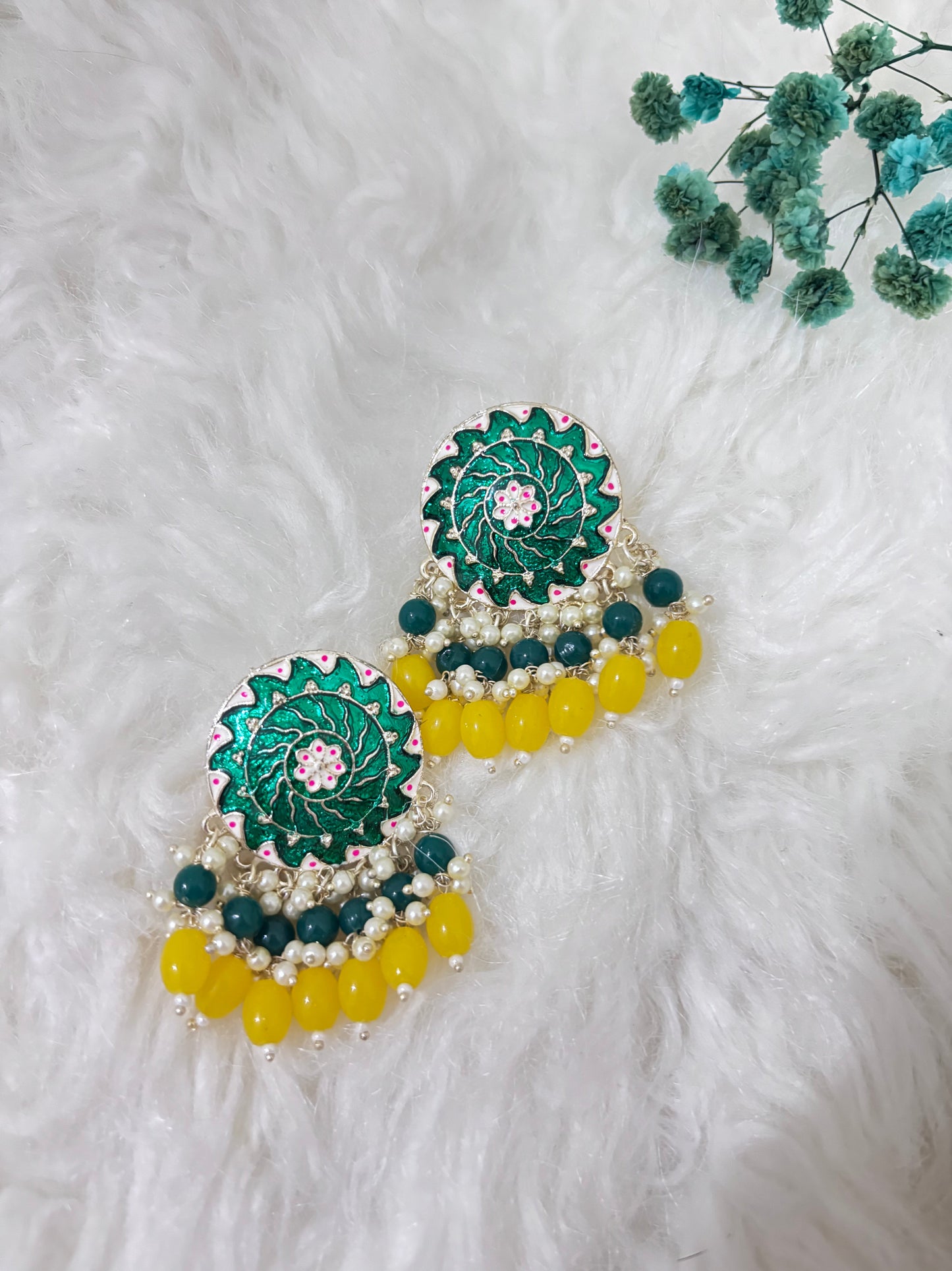 Lemon Green Koral Jhumki