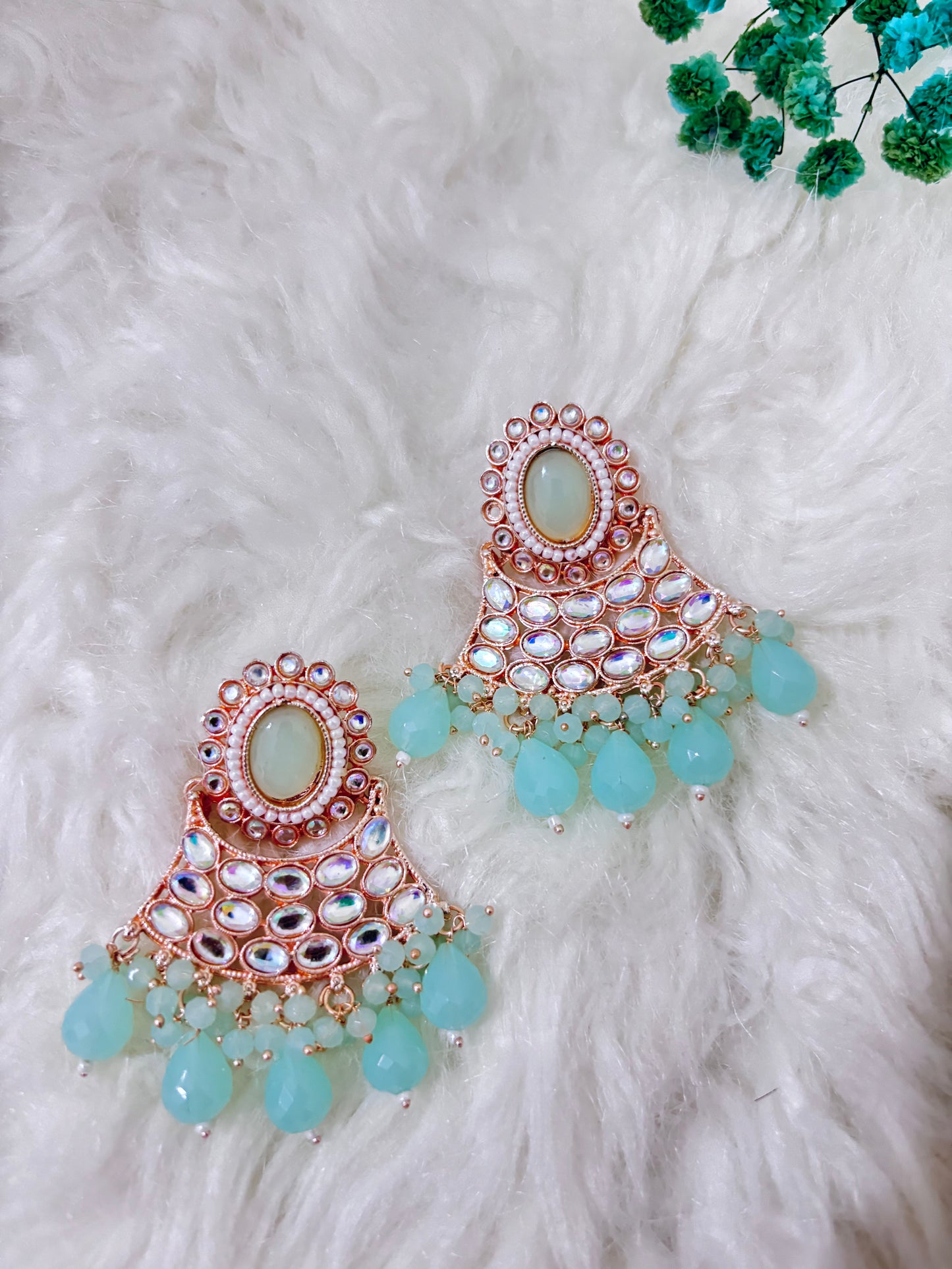 Kundan Studded Contemporary Drop Earrings