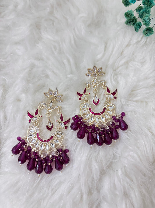 Chandbali Lotus Magenta Earrings