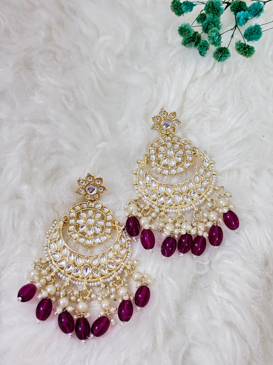 Full Kundan Work Chandbali Earrings