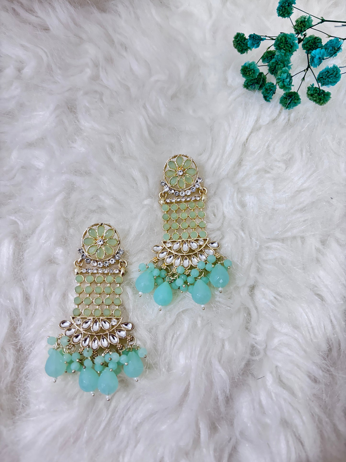 Mint Green Studded Earrings