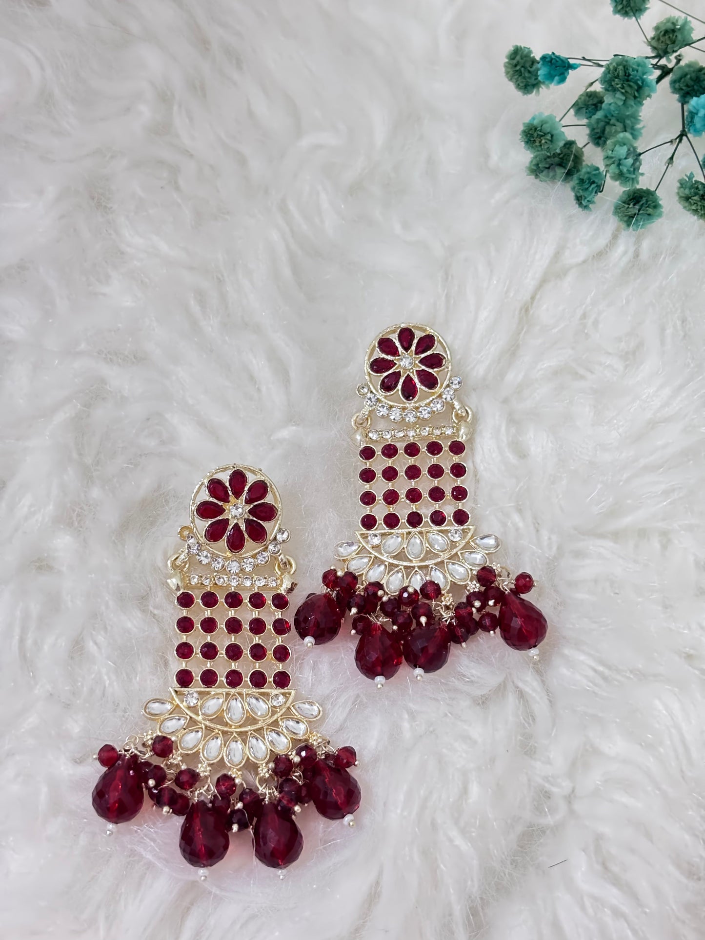 Maroon Studded Earrings