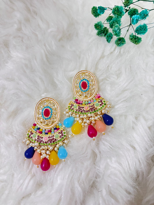 Multicolor Stones Beaded Earrings