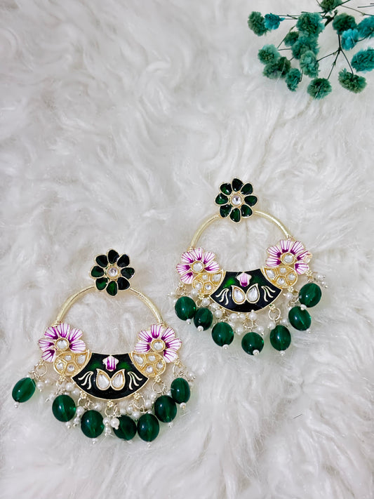 Elegant Flower Chandbali Earrings