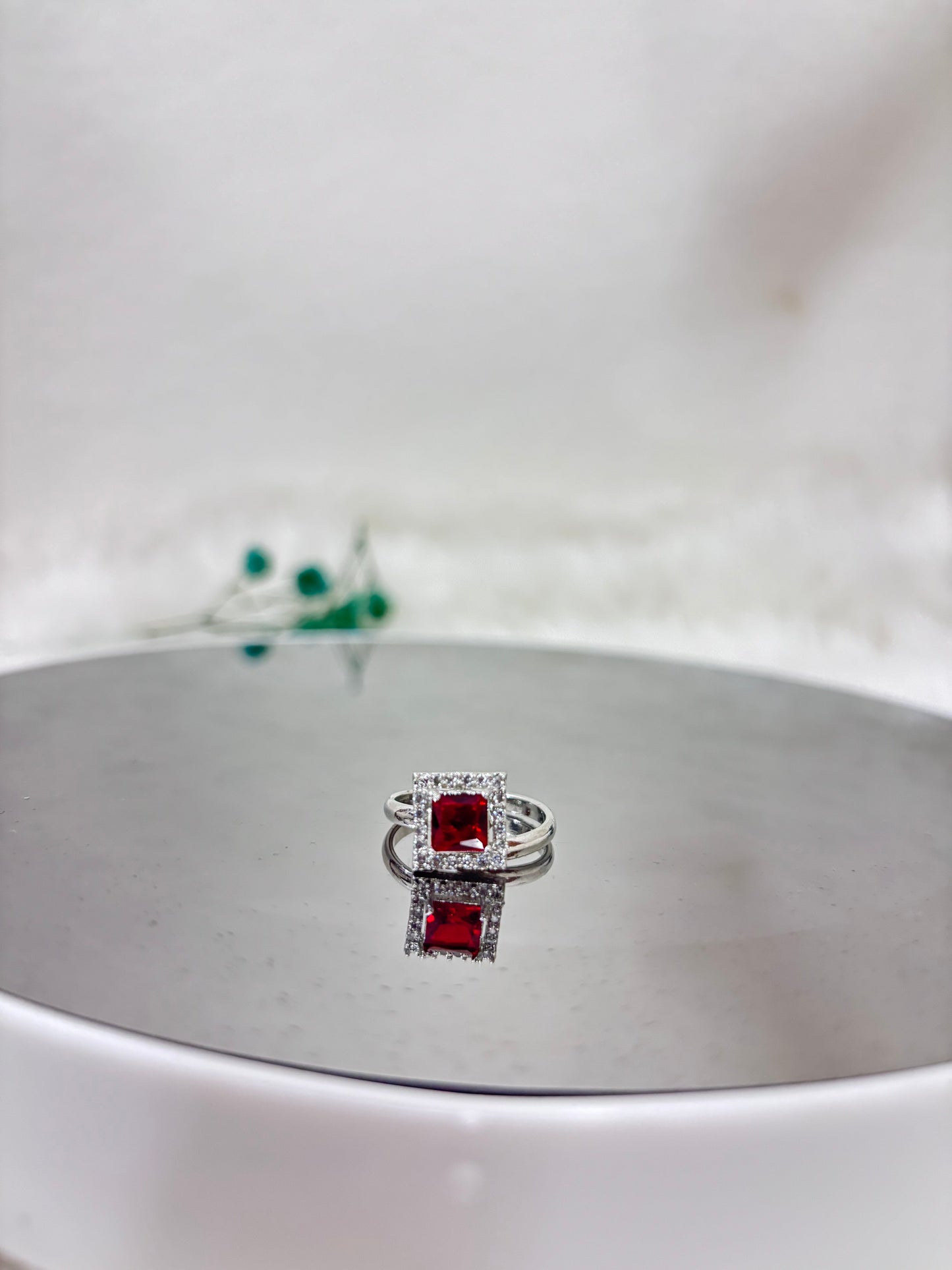 Ethereal Square Red Stone Ring