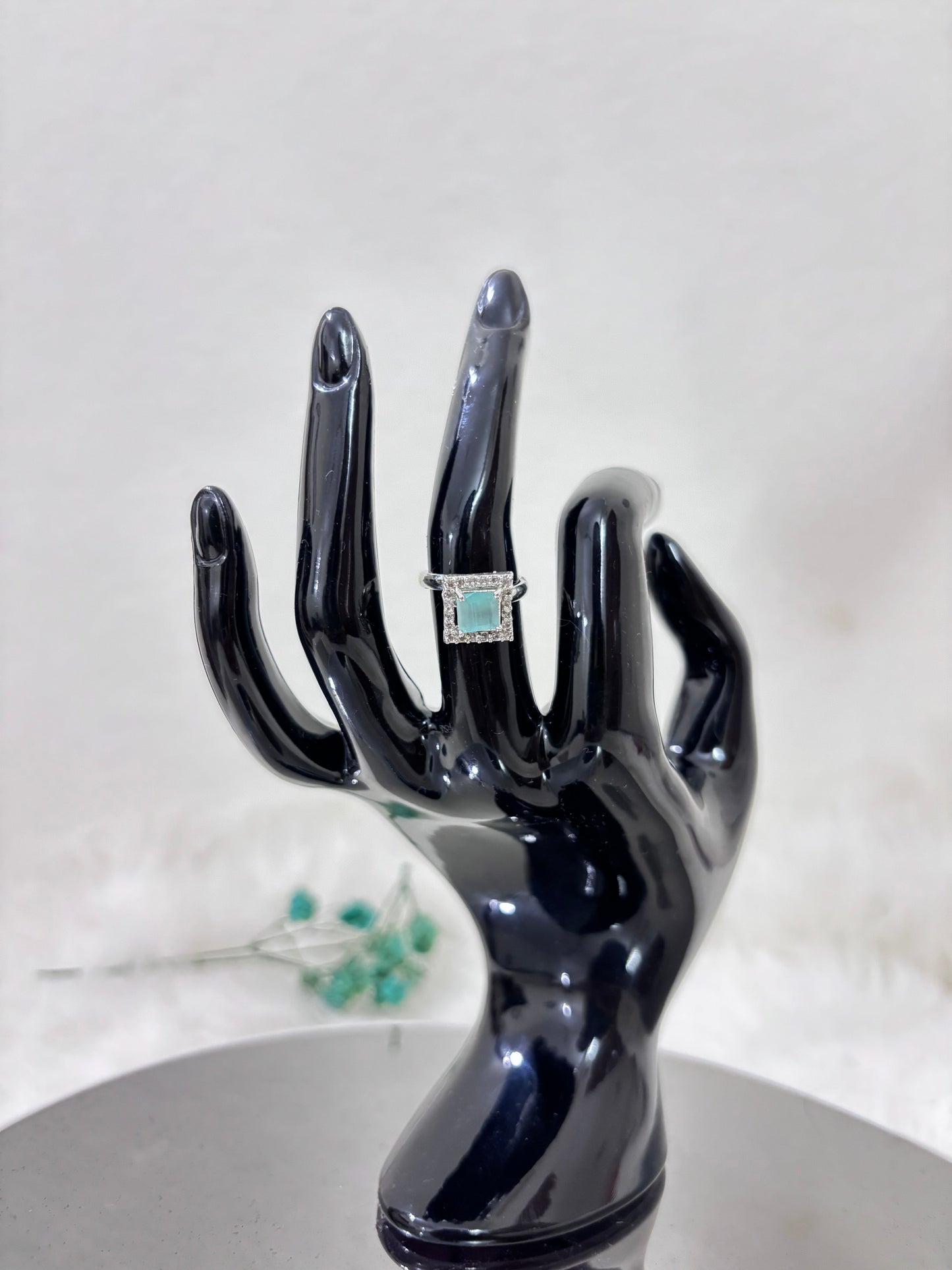 Ethereal Square Blue Stone Ring