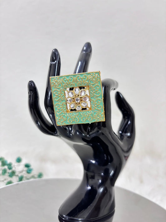 Mughal Heritage Statement Rings - Blue