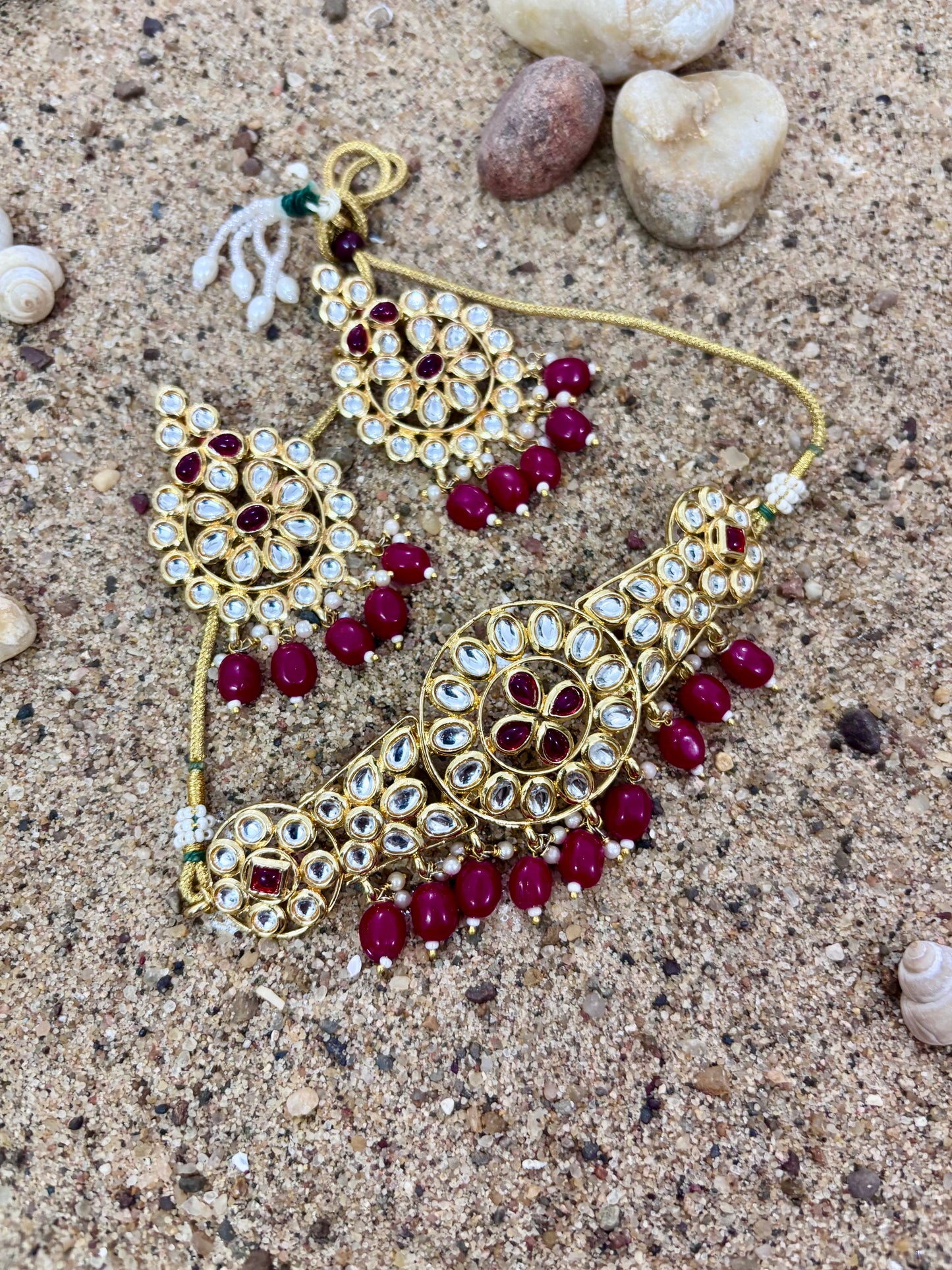 Red Kundan Studded Bloom Set