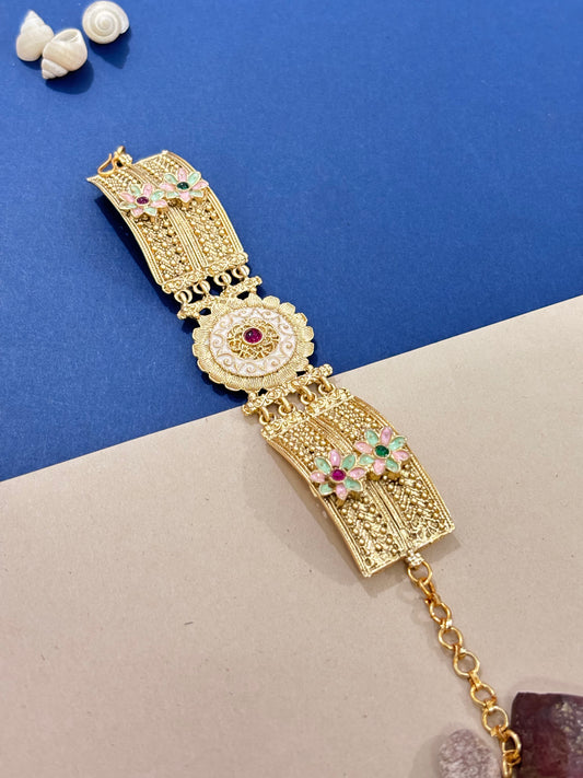 Gold Plated Imperial Blossom Kundan Bracelet