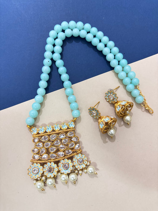 Blue Beads Elegant Kundan Set