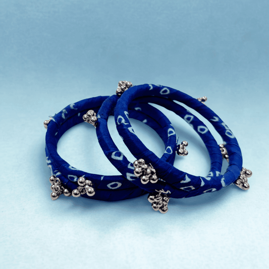 Indigo Bells Fabric Bangles | Set of 4