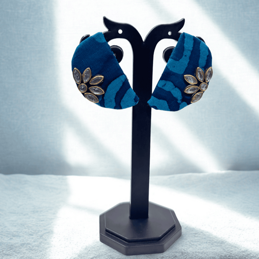 Indigo Bloom Fabric Earrings