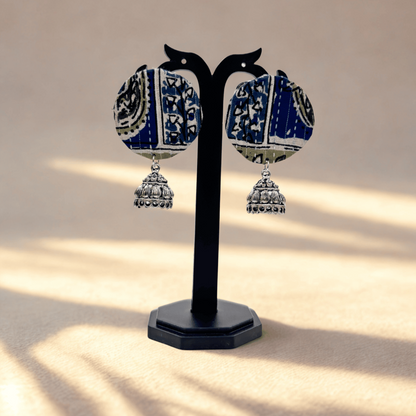 Indigo Folk Jhumka Earrings