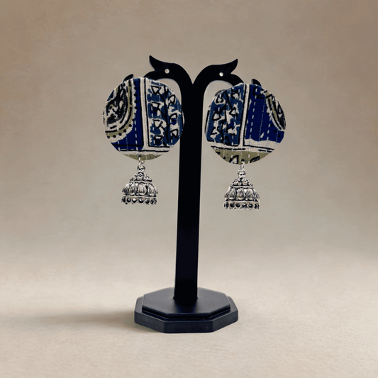 Indigo Folk Jhumka Earrings