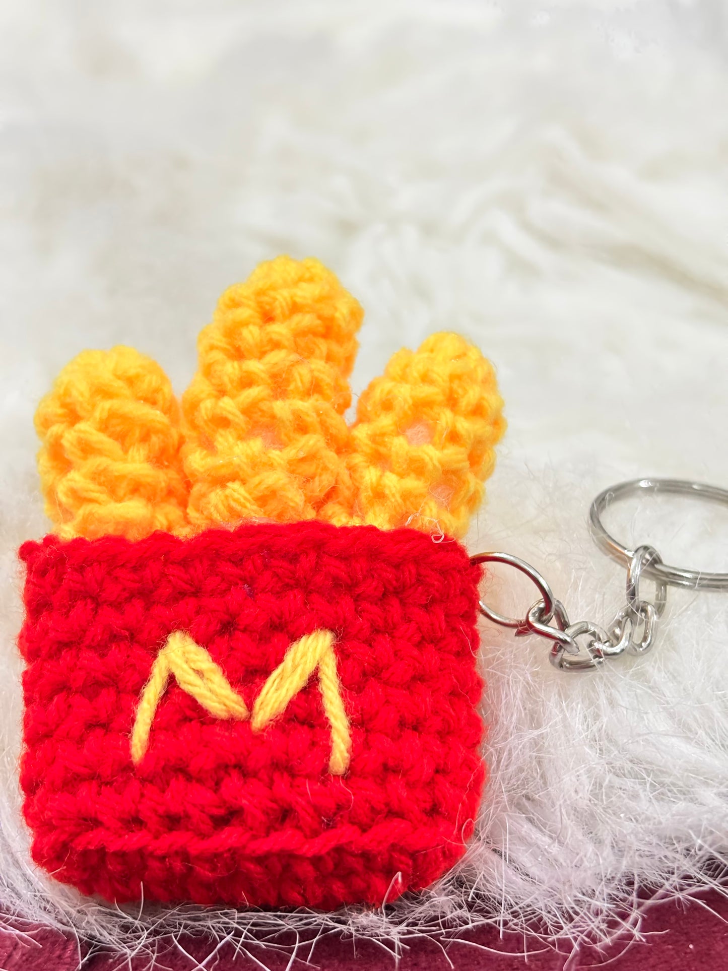 McD Fries Crochet Keychain