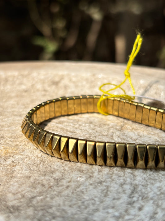 Mens Bracelet | Pointed Adjustable Gold Tone Elastic Bracelet