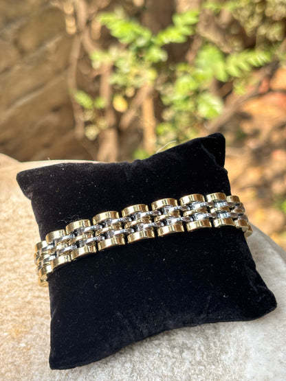 Mens Chain Bracelet | Dual Tone Gold & Silver Anti-Tarnish