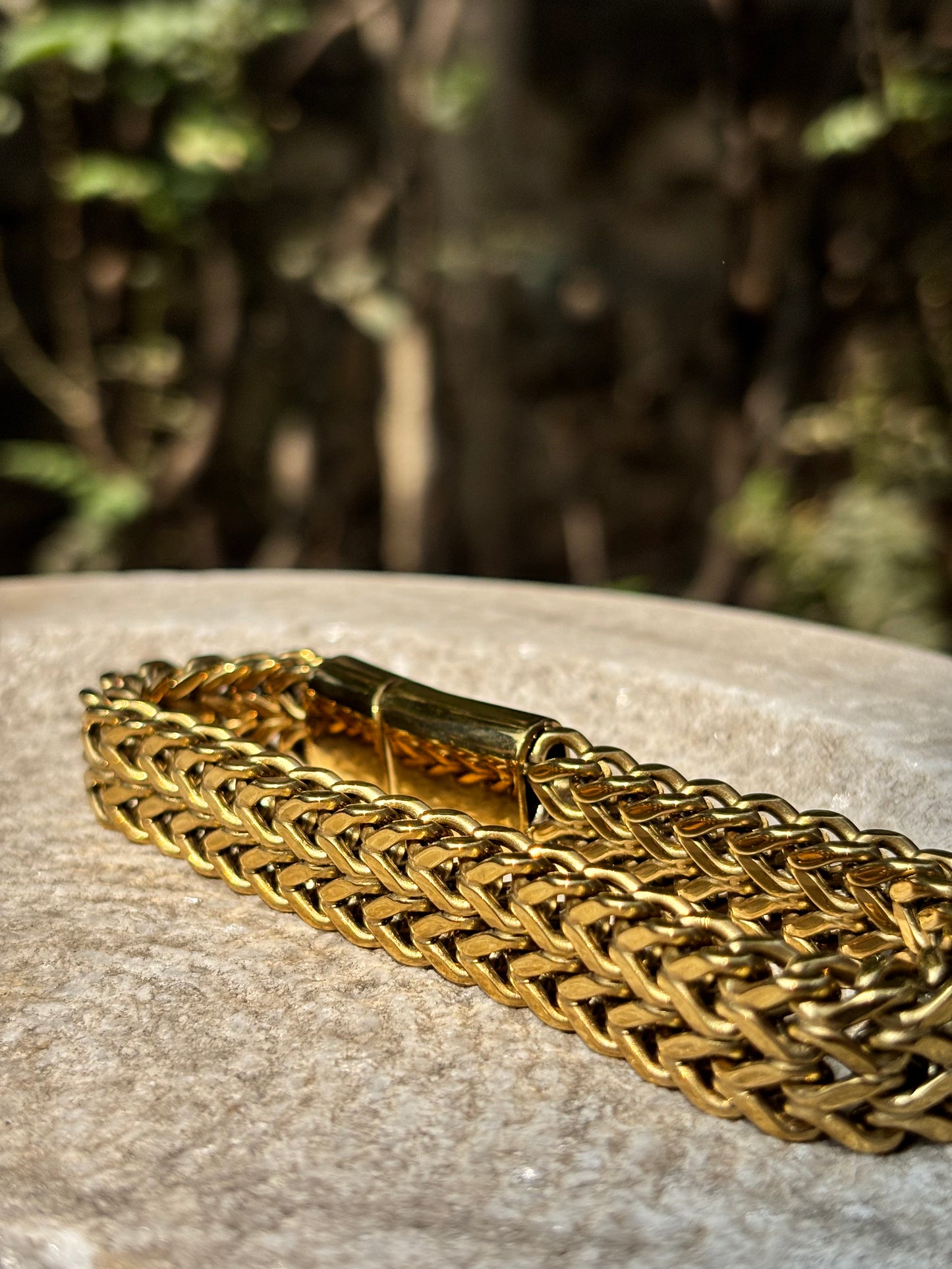 Mens Chain Bracelet | Gold Thick Dual Link Anti-Tarnish