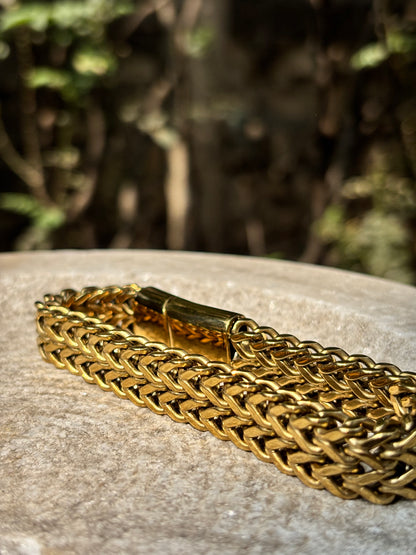 Mens Chain Bracelet | Gold Thick Dual Link Anti-Tarnish