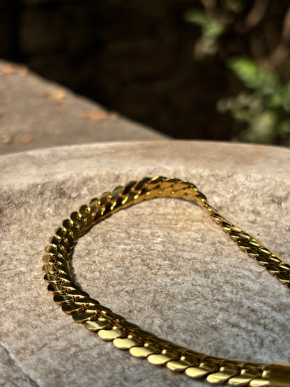 Mens Chain Bracelet | Gold Matte Polished Anti-Tarnish