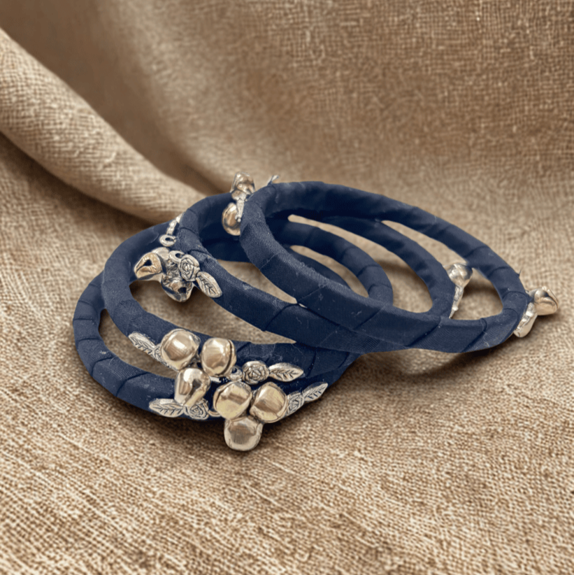 Midnight Melody Fabric Bangles | Set of 4