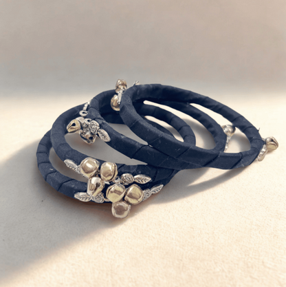 Midnight Melody Fabric Bangles | Set of 4