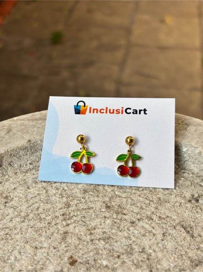 Anti tarnish Earrings | Mini Red Cherry Stud