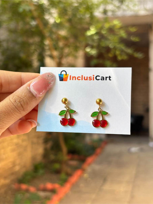Anti tarnish Earrings | Mini Red Cherry Stud