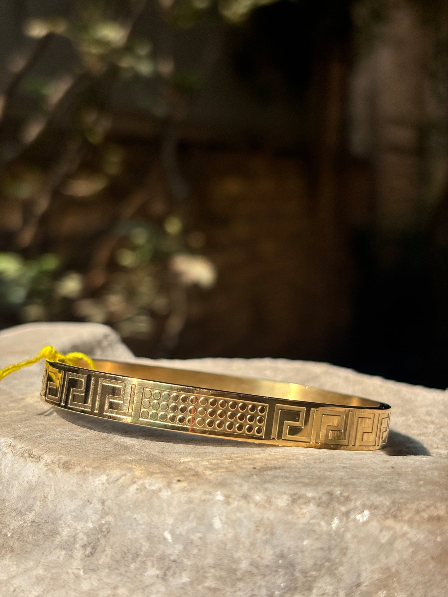 Mens Bracelet | Golden Modern Square Dot Engraved