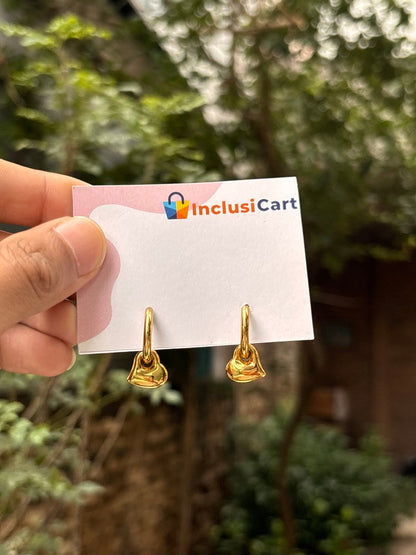 Molten Heart Anti-Tarnish Gold Earrings