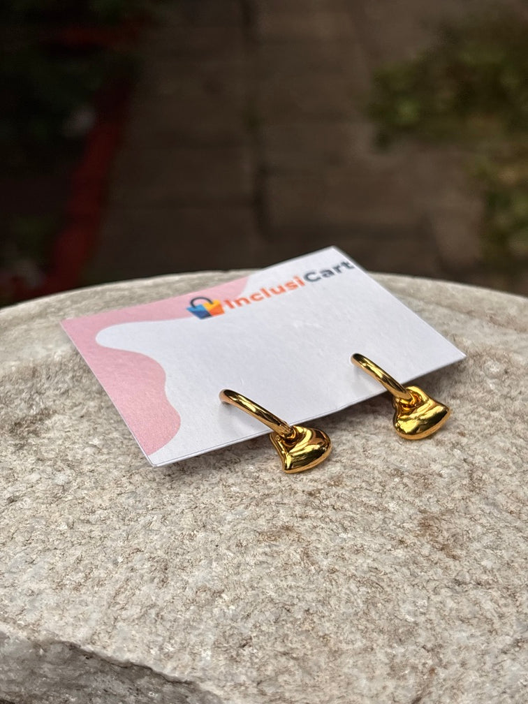 Molten Heart Anti-Tarnish Gold Earrings