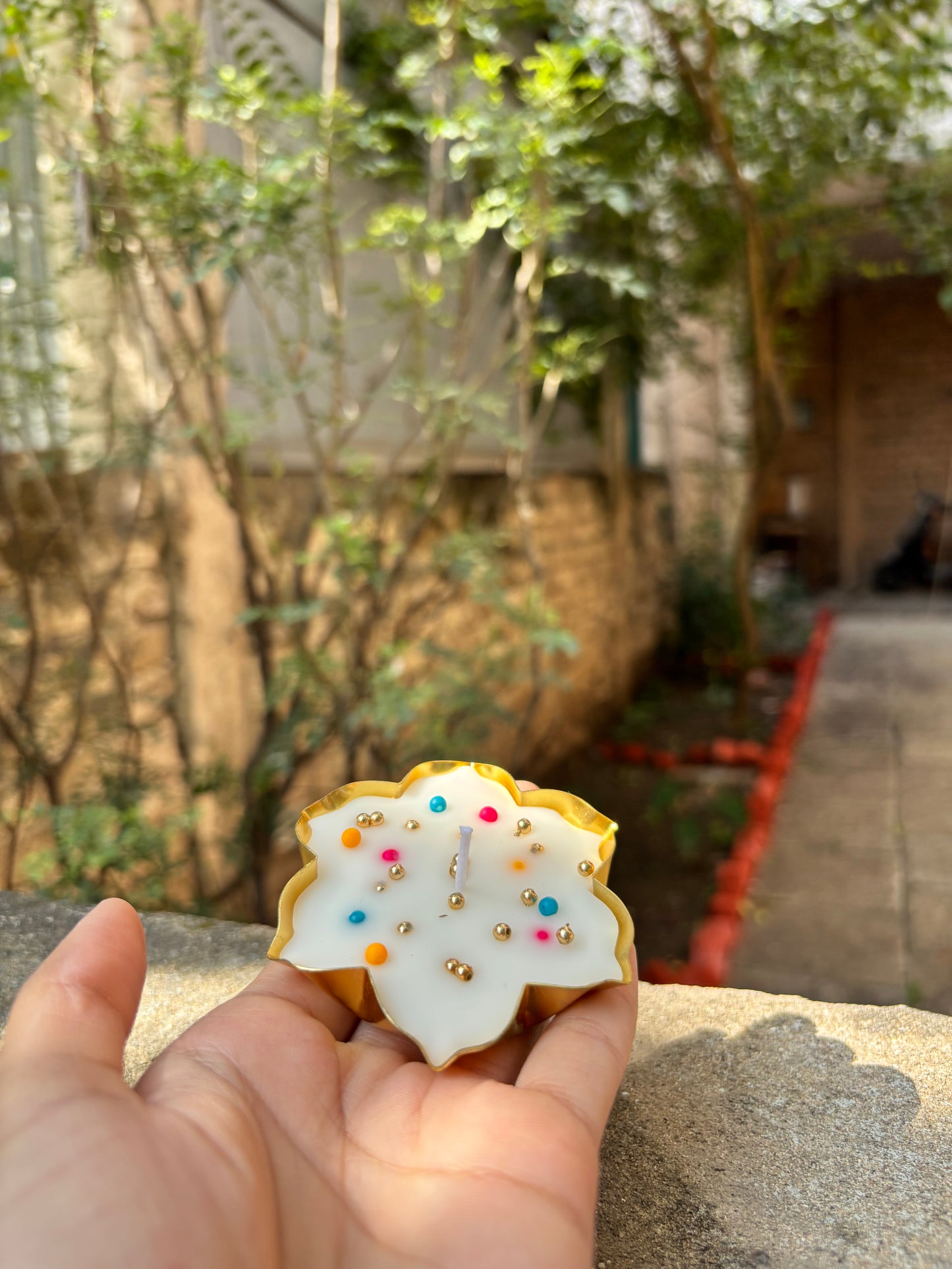 Multi Color Pearl Beads Urli Scented Candle | Small