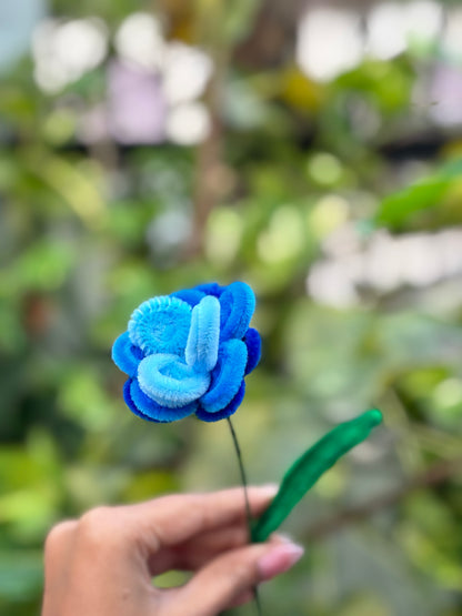 Fuzzy Flower | Rose Multi Shade Blue