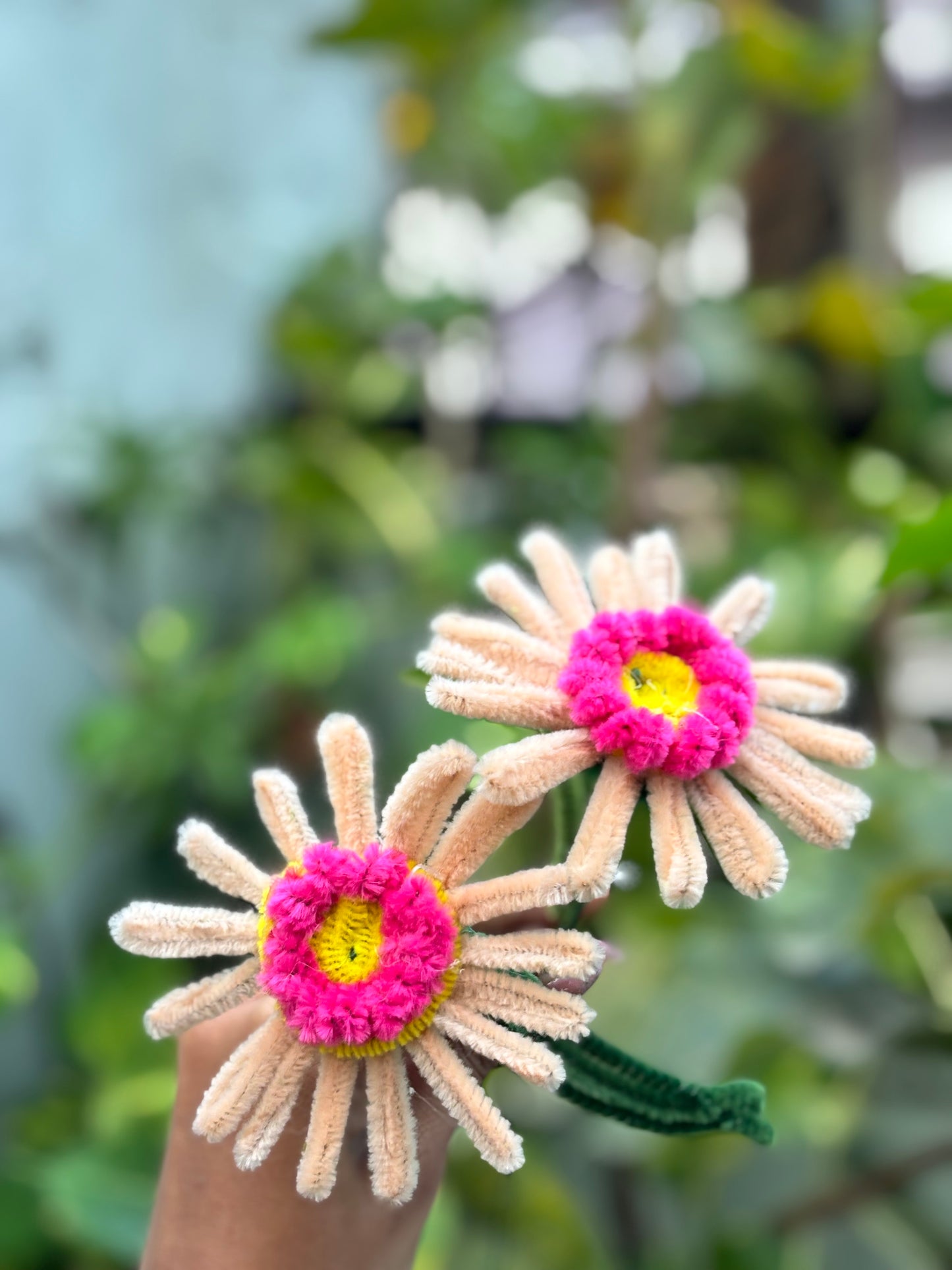 Fuzzy Flower | Daisy Multi Shade Peach Pink