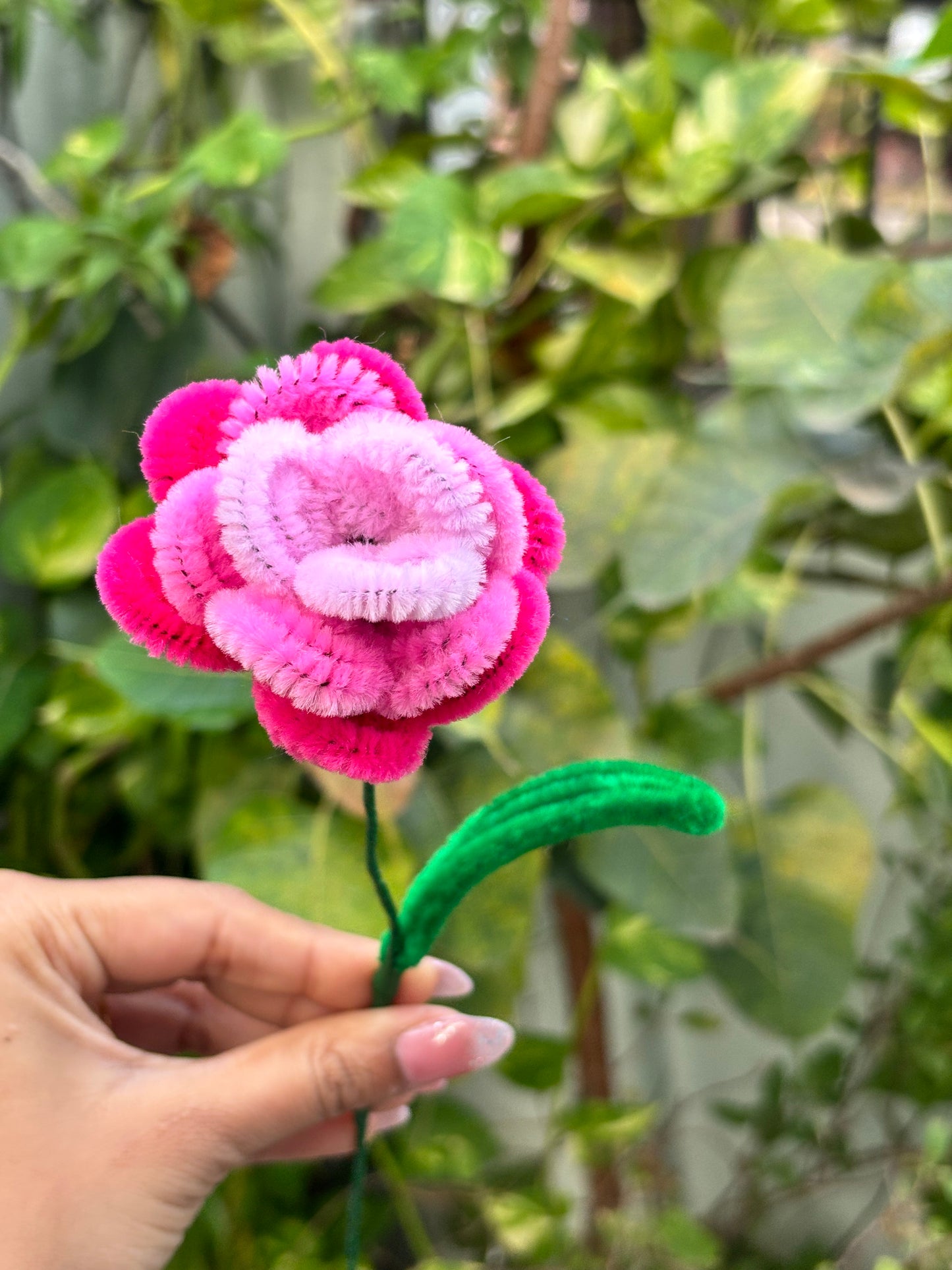 Fuzzy Flower | Rose Multi Shade Pink