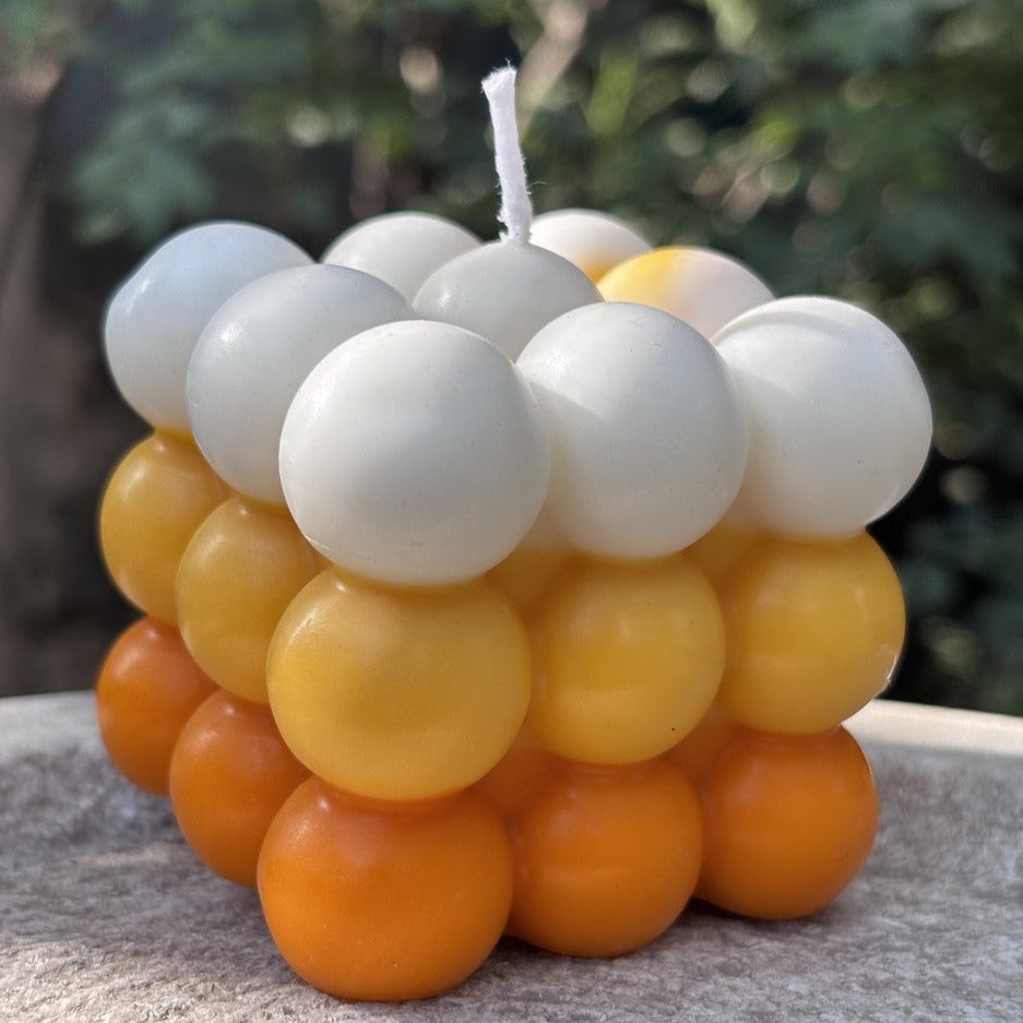 Multicolor White Orange Yellow Bubble Scented Candle