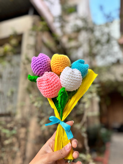 Crochet Bouquet | Multicolor Tulip Crochet Flowers