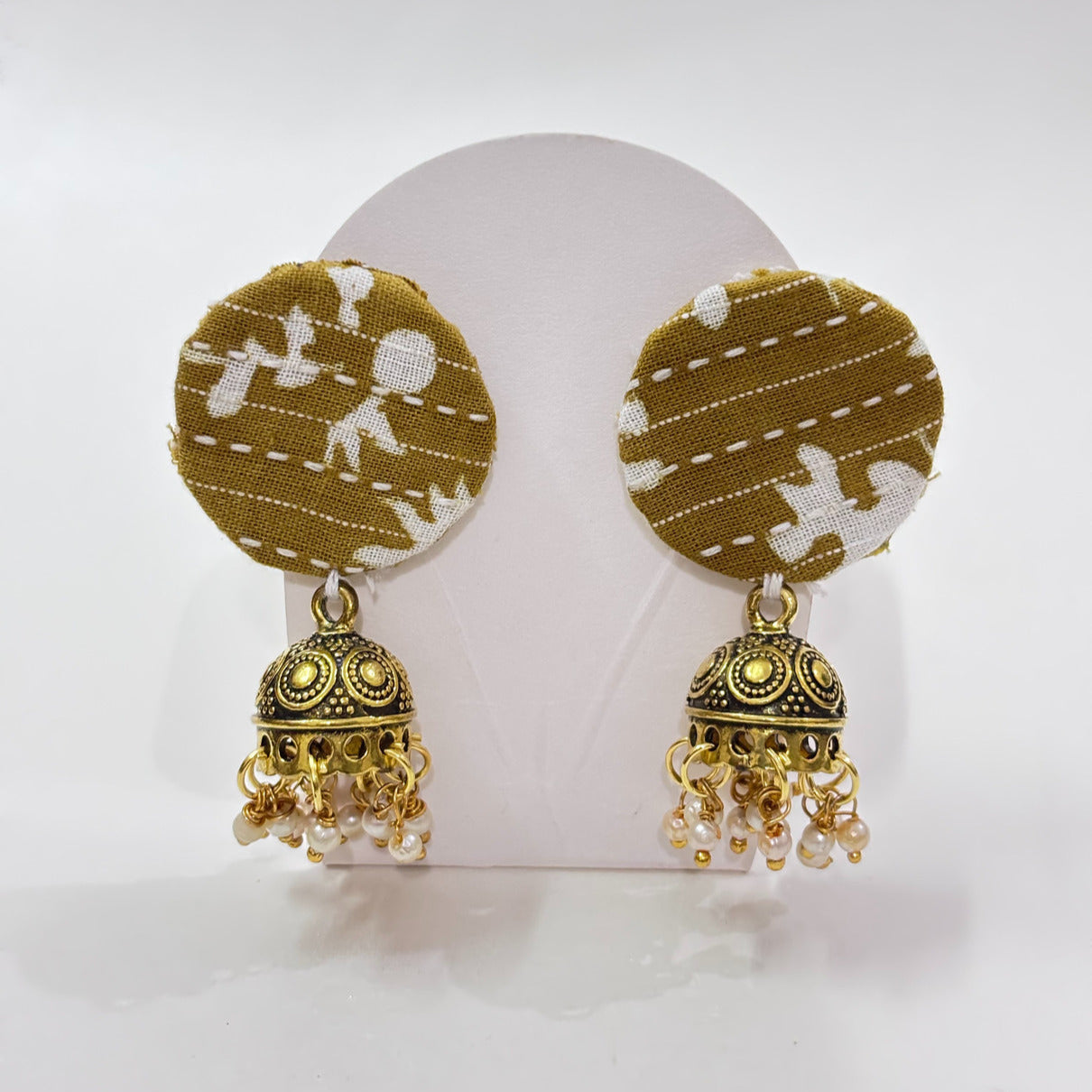 Mustard Tribal Gold Jhumka Earrings