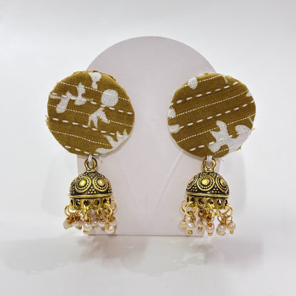 Mustard Tribal Gold Jhumka Earrings