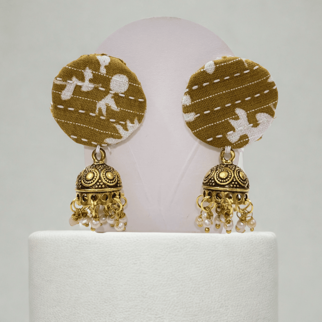 Mustard Tribal Gold Jhumka Earrings