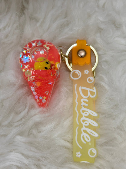 Orange Liquid Icecream Cone Keychain