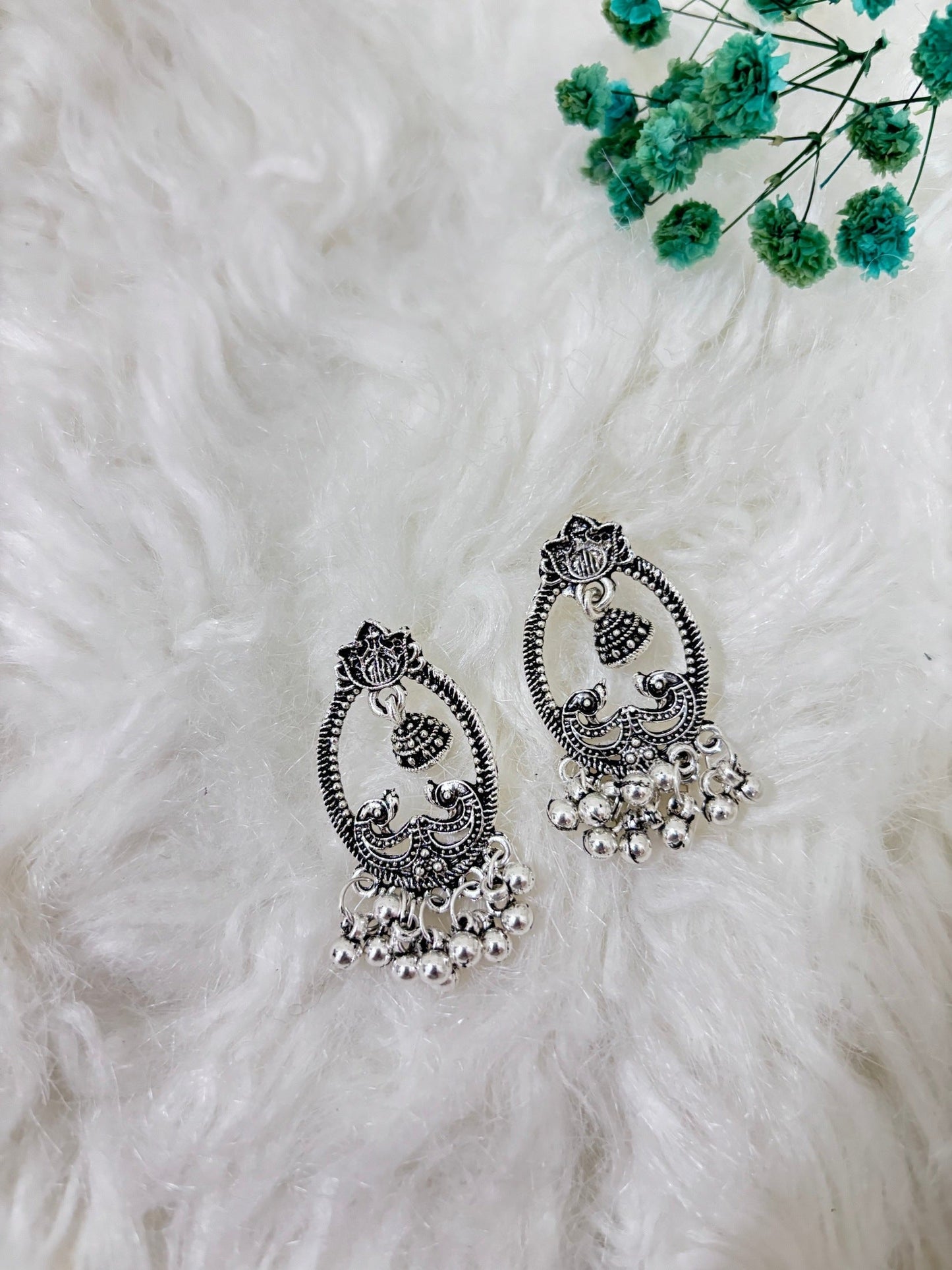 Trendy Silver | Square Vintage | Round Vintage | Oxidised Earrings | Combo